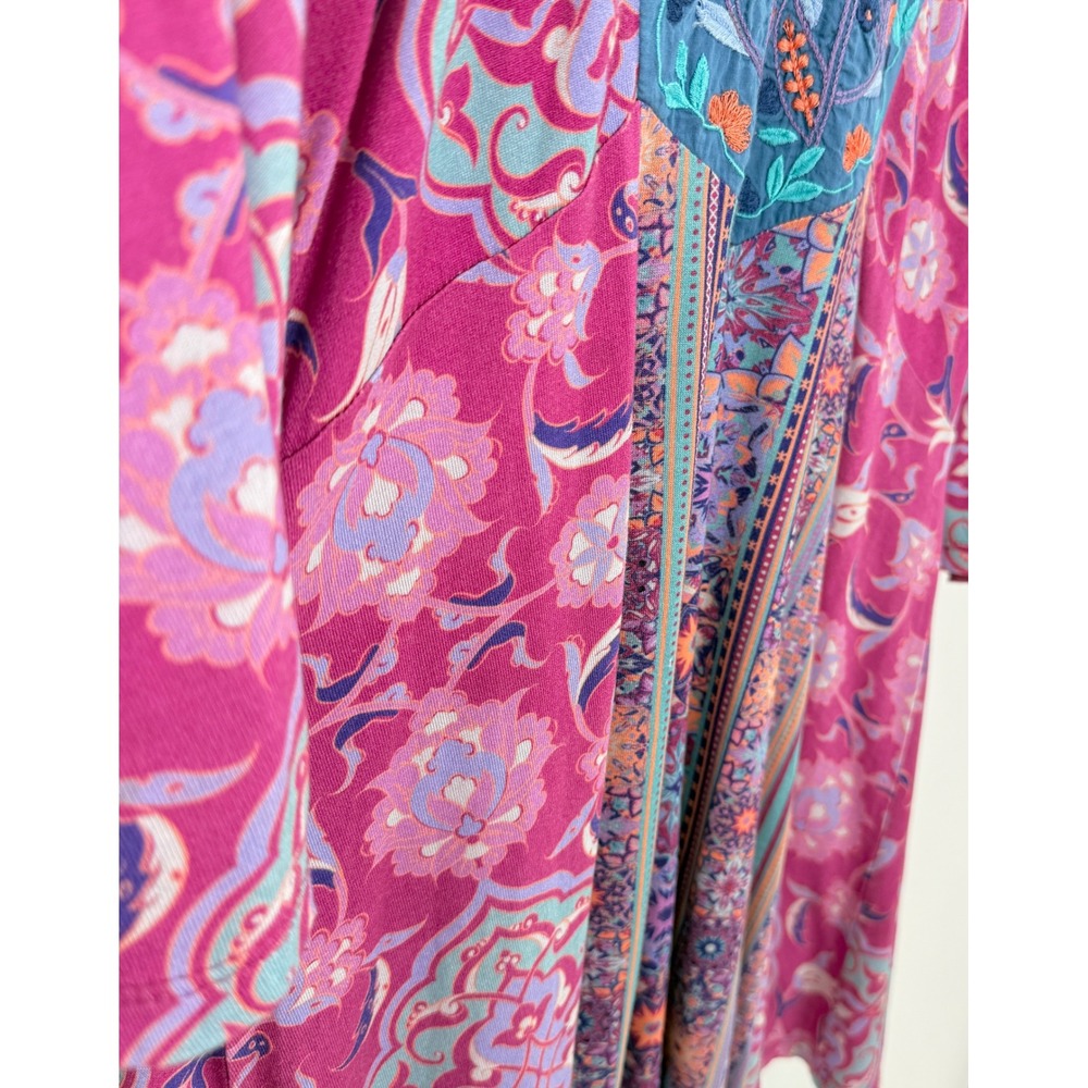 Soft Surroundings Women's Tunic Pink Purple Embroidered Floral Boho Festival‎ - Picture 7 of 10